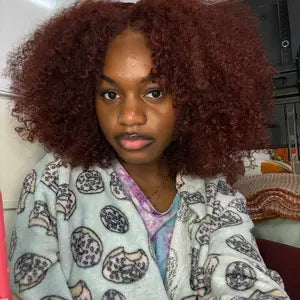 Shopper showing fluffy soft finger curls
