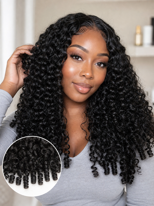 Burmese Curly Crochet Human Hair for Miracle Knots & Boho Braids - Pre-Separated 1B Natural Black