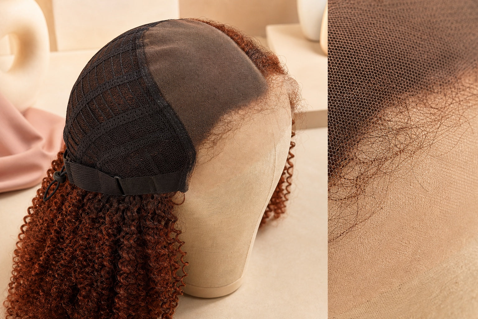 Afro Kinky Curly wig 7 by 5 lace and adjustable cap construction