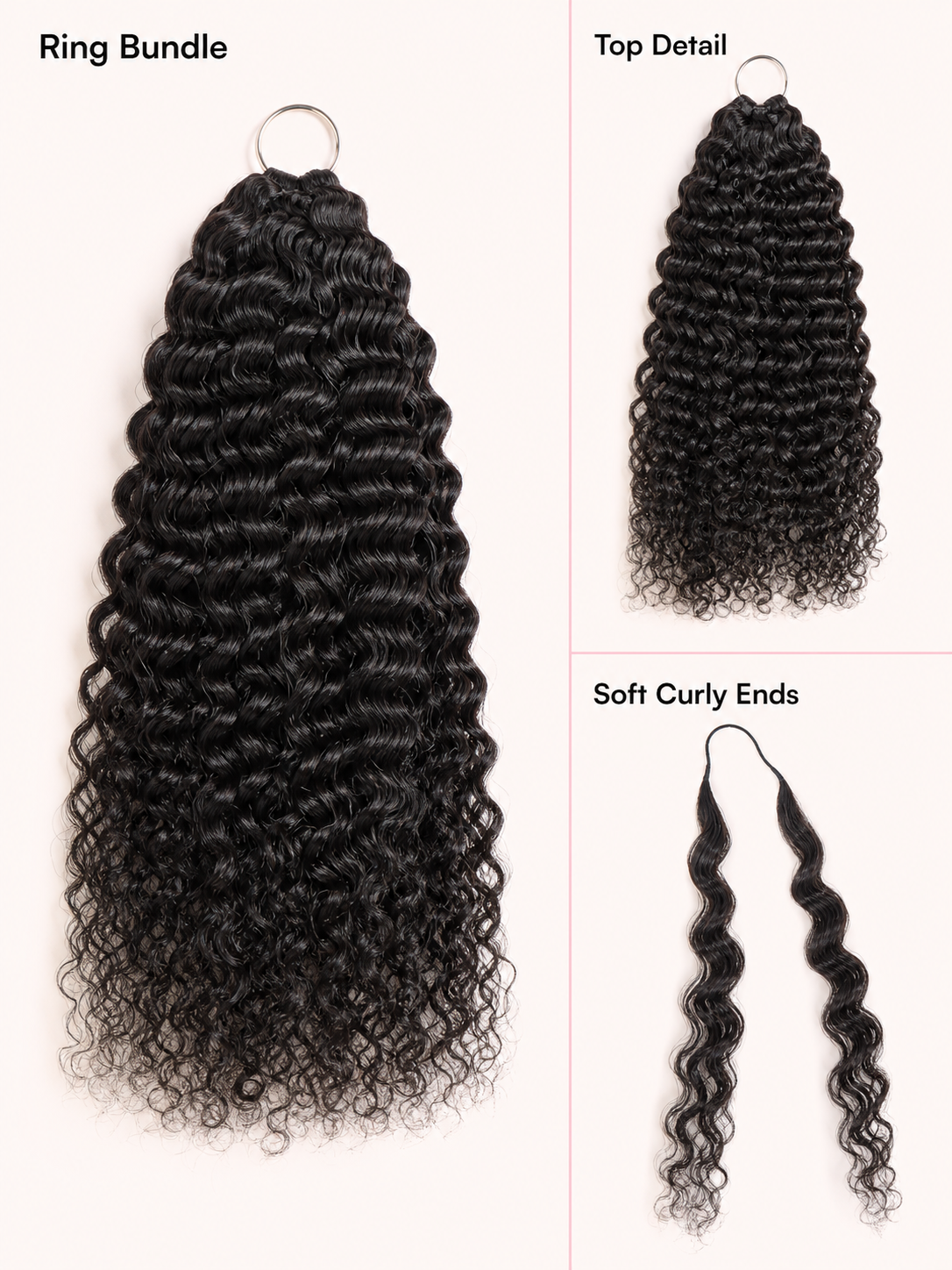 Burmese Curly Crochet Human Hair for Miracle Knots & Boho Braids - Pre-Separated 1B Natural Black product specification image