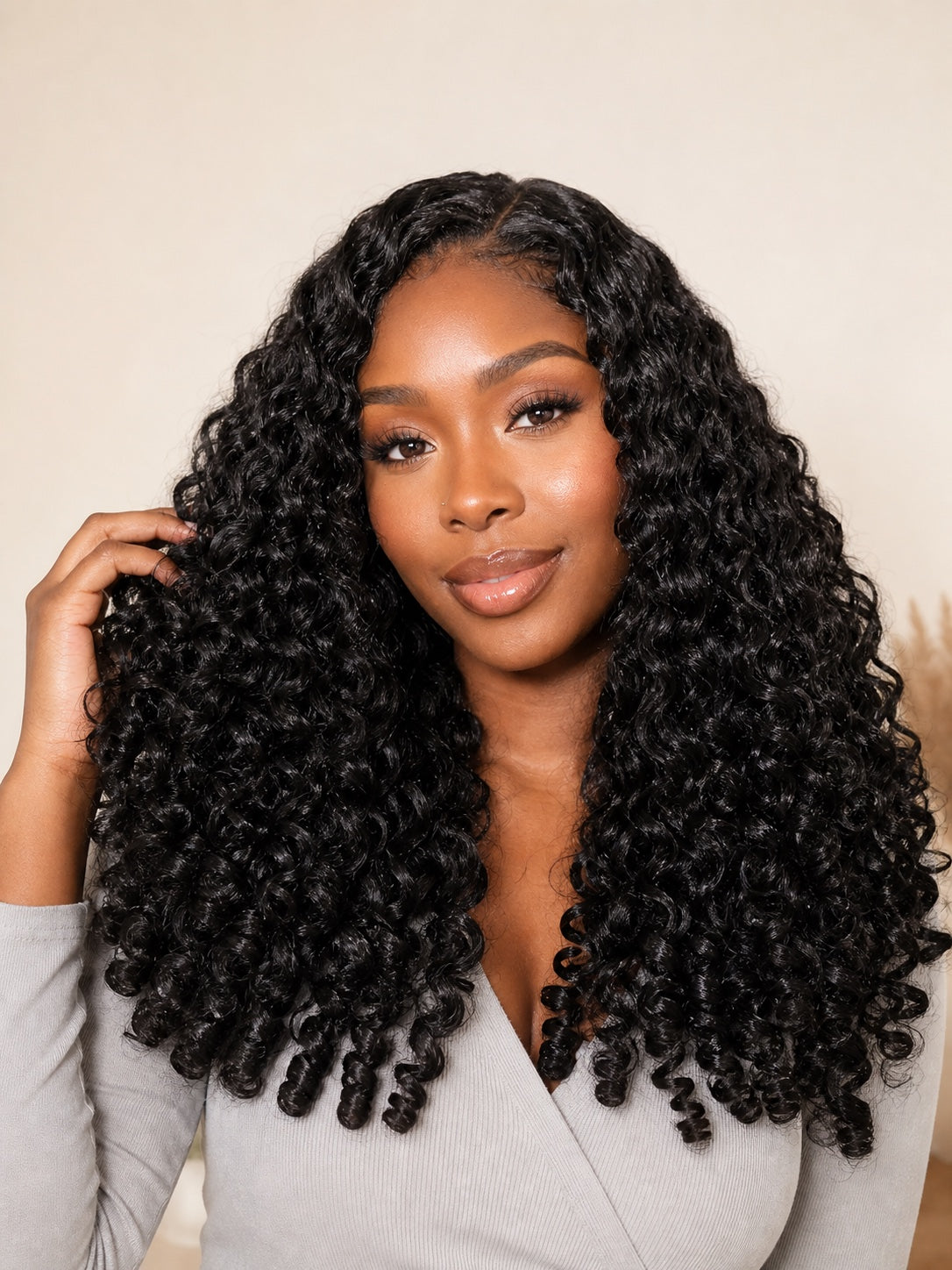 Burmese Curly Crochet Human Hair for Miracle Knots & Boho Braids - Pre-Separated 1B Natural Black second model image