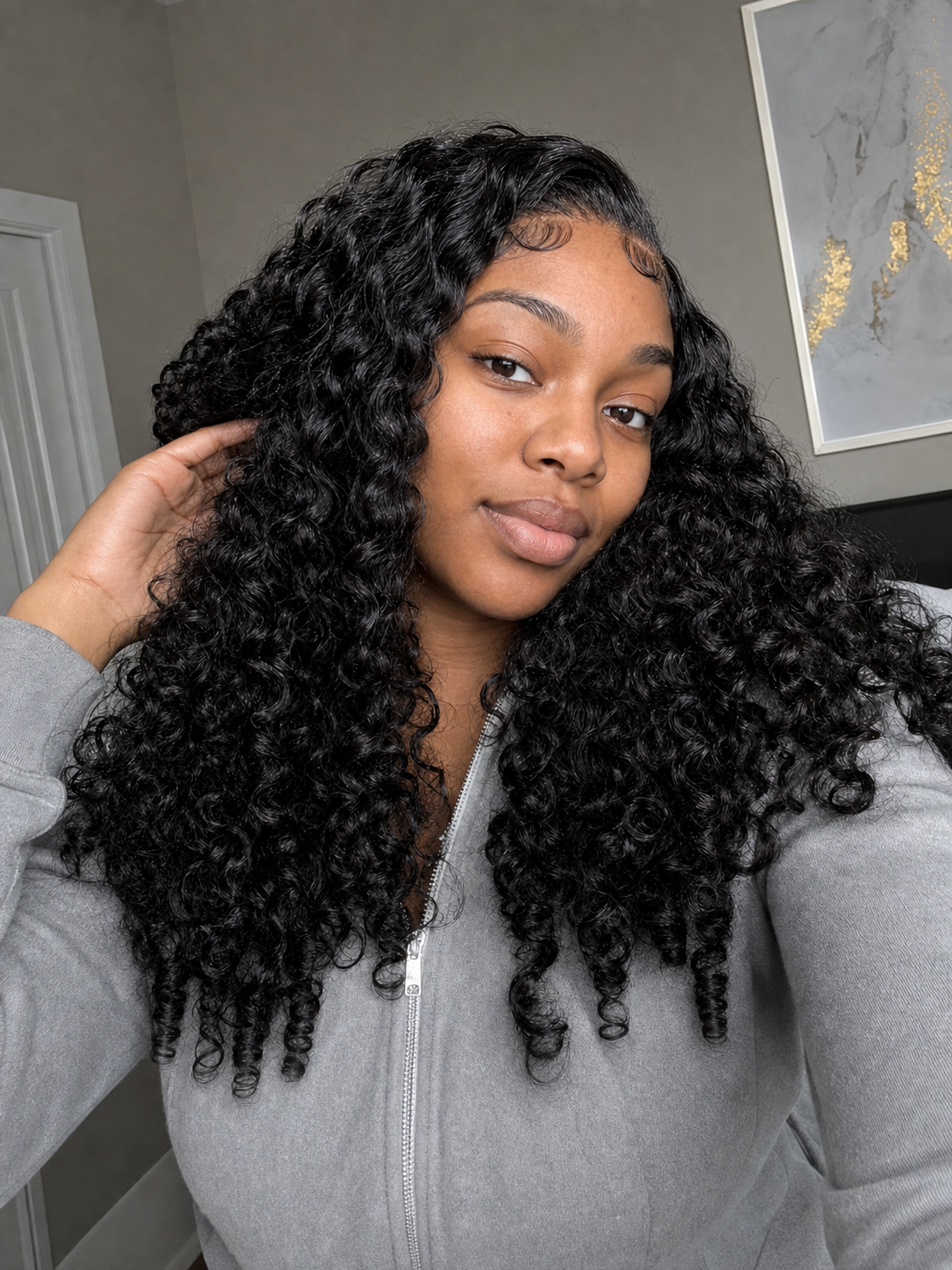 Burmese Curly Crochet Human Hair for Miracle Knots & Boho Braids - Pre-Separated 1B Natural Black model result image